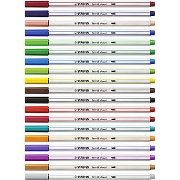 Stabilo Pen68 Brush – Astuccio da 15 colori in scatola di latta - Cartoidea